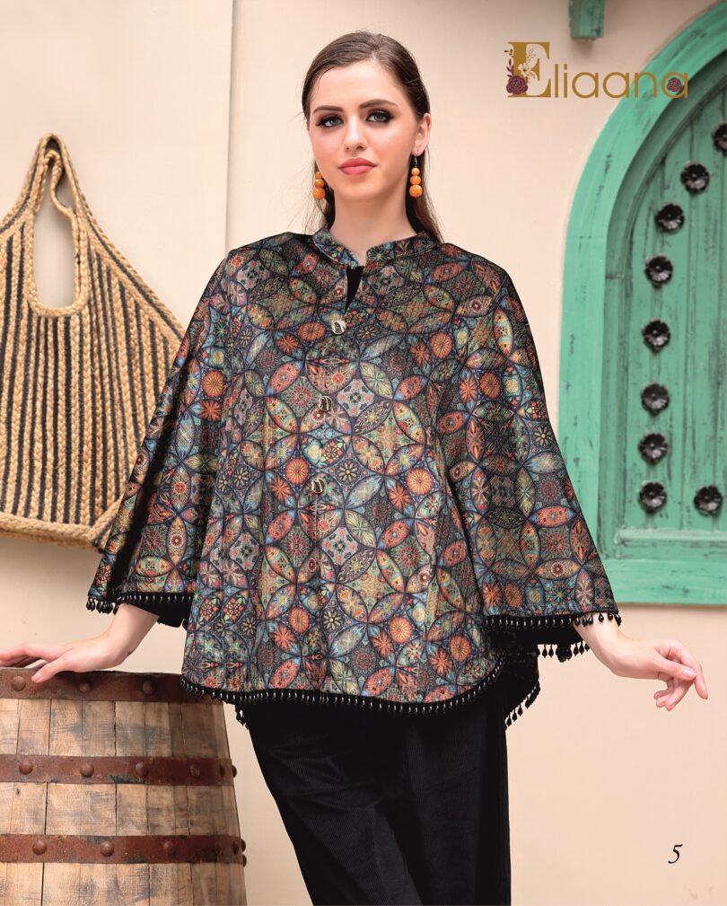 Geometrical  PRINTED PONCHU SET PS-5002