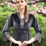 EMBODIERY CUT WORK SLIVES WITH SLANT BOTTOM CO-ORD SET KS-2001