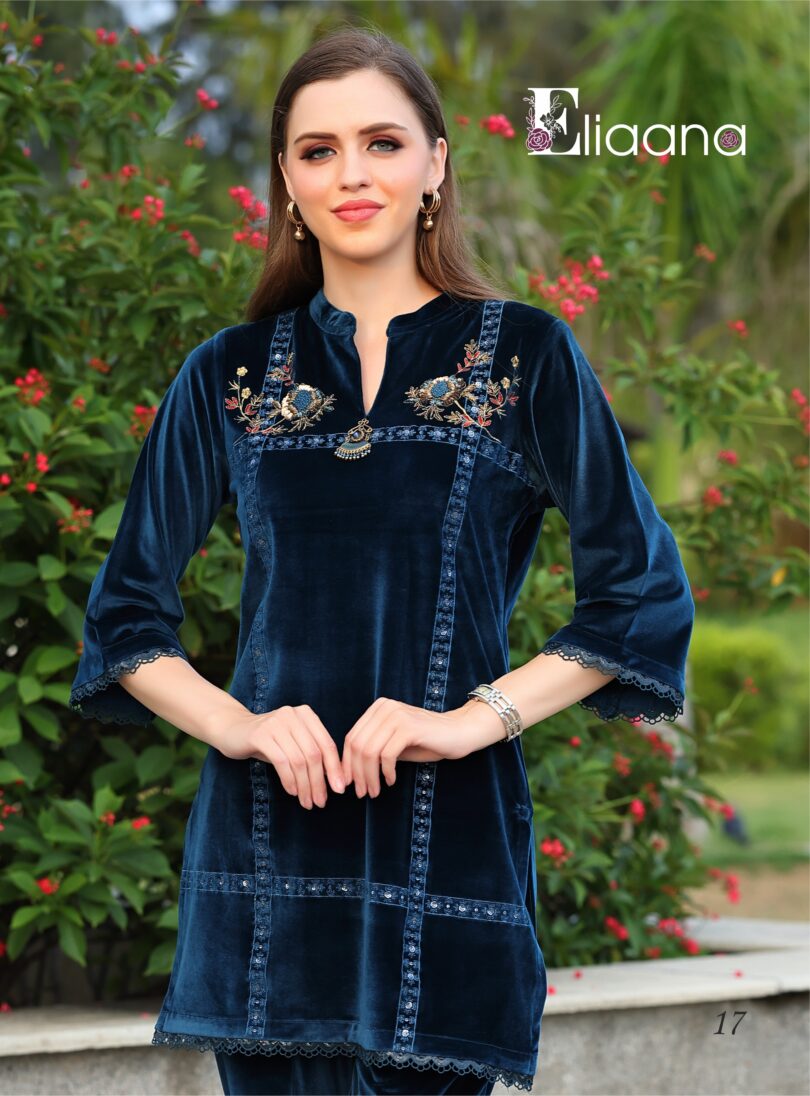 PREMIUM TEAL COLOUR FLORM HANDWORK CO-ORD SET KS-2013