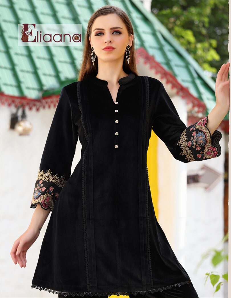 Blue Cotton Denim Tunic -- kashmiri series KS-2004
