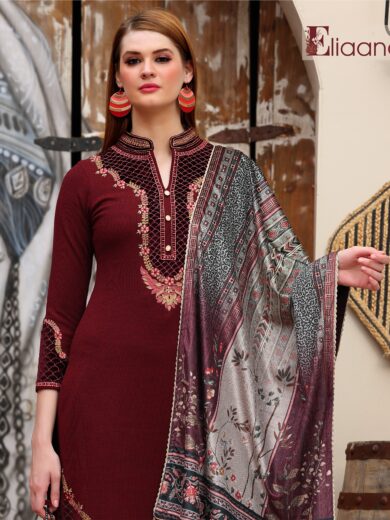 COMBINATION OF WOLLEN & VELVET EMBODIERY KURTI WITH PRINTED DUPATTA RS-7005