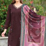 PATTERN WORK KURTI WITH CONTRAST DUPATTA RS-7014