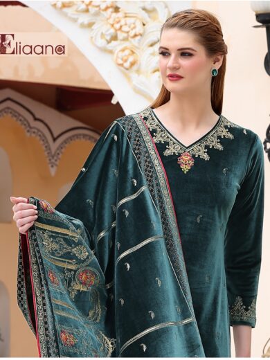BOTTLE GREEN V-NECK SEQUENCE WITH MULTI EMBROIDED DUPATTA SET WS-1008