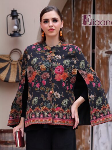 FLORAL BLACK PRINTED CAPES 3 PCS SET CS-51003